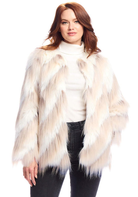 Fabulous-Furs Ivory Faux Fur Simply Biased Jacket  Fabulous-Furs Ivory Faux Fur Simply Biased Jacket