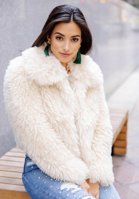 Fabulous-Furs Ivory Faux Sherpa Snowdrift Jacket  Fabulous-Furs Ivory Faux Sherpa Snowdrift Jacket