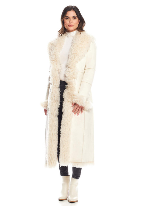 Fabulous-Furs Ivory Faux Suede & Shearling Big Sky Full-Length Coat  Fabulous-Furs Ivory Faux Suede & Shearling Big Sky Full-Length Coat
