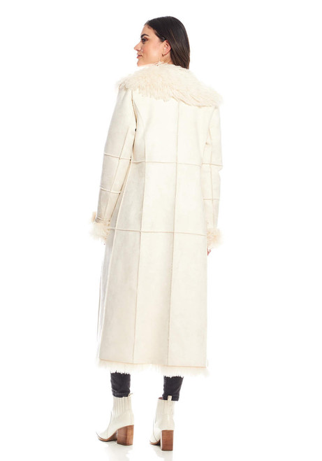 Fabulous-Furs Ivory Faux Suede & Shearling Big Sky Full-Length Coat  Fabulous-Furs Ivory Faux Suede & Shearling Big Sky Full-Length Coat