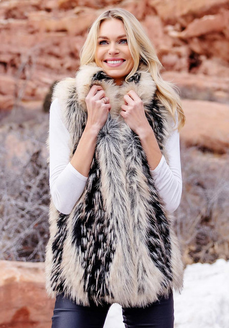 Fabulous-Furs Ivory Fox Faux Fur Hook Vest  Fabulous-Furs Ivory Fox Faux Fur Hook Vest