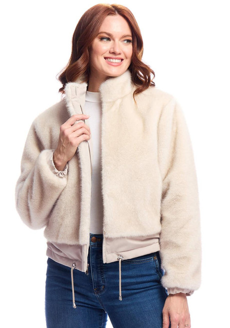Fabulous-Furs Ivory Insta Reversible Faux Fur Zip Jacket  Fabulous-Furs Ivory Insta Reversible Faux Fur Zip Jacket