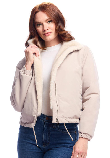 Fabulous-Furs Ivory Insta Reversible Faux Fur Zip Jacket  Fabulous-Furs Ivory Insta Reversible Faux Fur Zip Jacket