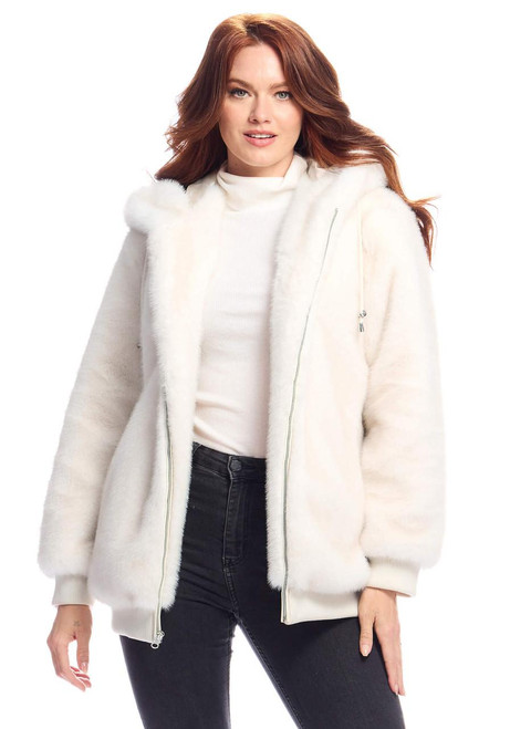 Fabulous-Furs Ivory Mink Faux Fur Ski Club Parka  Fabulous-Furs Ivory Mink Faux Fur Ski Club Parka