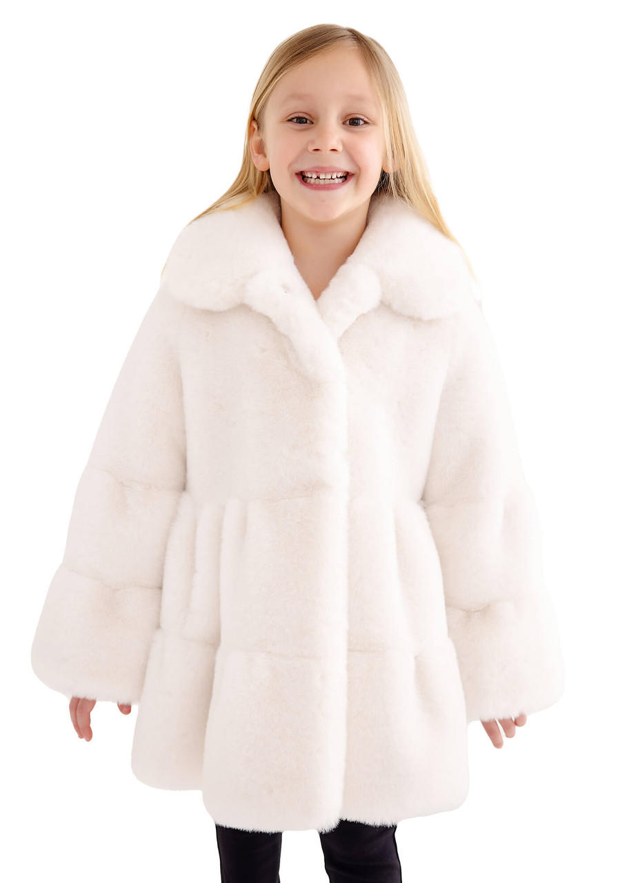 Fabulous-Furs Kid's Ivory Faux Fur CeCe Swing Coat  Fabulous-Furs Kid's Ivory Faux Fur CeCe Swing Coat