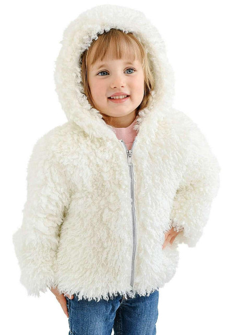 Fabulous-Furs Kids Ivory Lamb Faux Fur Hooded Parka Fabulous-Furs Kids Ivory Lamb Faux Fur Hooded Parka