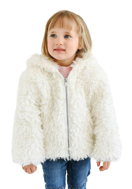Fabulous-Furs Kids Ivory Lamb Faux Fur Hooded Parka Fabulous-Furs Kids Ivory Lamb Faux Fur Hooded Parka