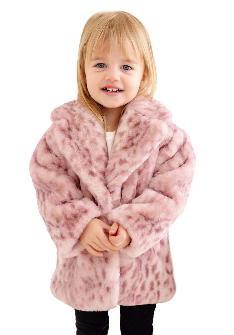 Fabulous-Furs Kid's Pink Leopard Faux Fur Lulu Coat  Fabulous-Furs Kid's Pink Leopard Faux Fur Lulu Coat