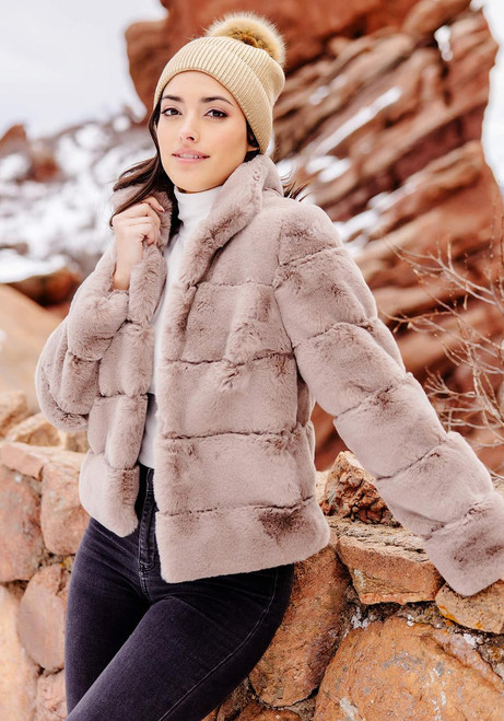 Fabulous-Furs Latte Faux Fur Posh Jacket  Fabulous-Furs Latte Faux Fur Posh Jacket