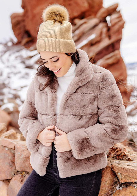 Fabulous-Furs Latte Faux Fur Posh Jacket  Fabulous-Furs Latte Faux Fur Posh Jacket