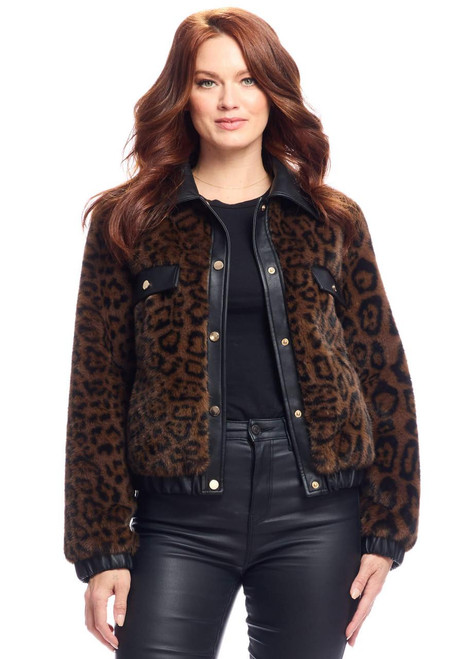 Fabulous-Furs Leopard Faux Fur Billie Bomber Jacket  Fabulous-Furs Leopard Faux Fur Billie Bomber Jacket