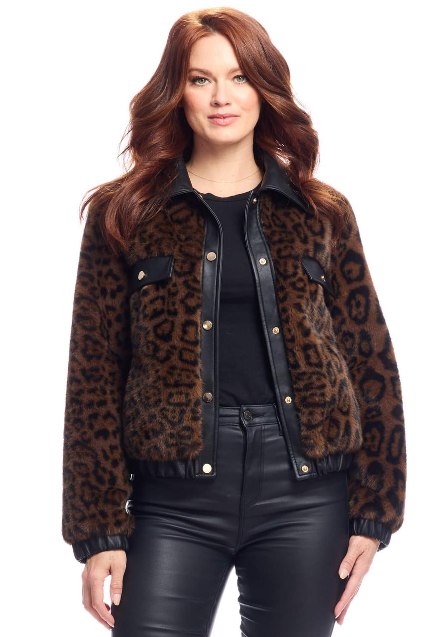 Fabulous-Furs Leopard Faux Fur Billie Bomber Jacket  Fabulous-Furs Leopard Faux Fur Billie Bomber Jacket