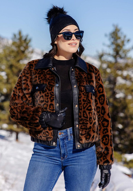 Fabulous-Furs Leopard Faux Fur Billie Bomber Jacket  Fabulous-Furs Leopard Faux Fur Billie Bomber Jacket