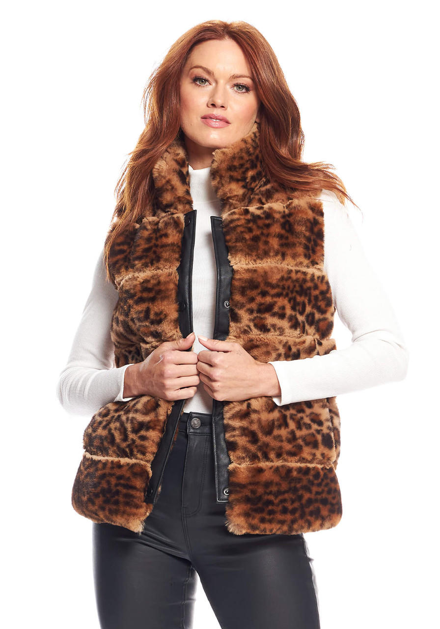 Fabulous-Furs Leopard Faux Fur Posh Snap Vest  Fabulous-Furs Leopard Faux Fur Posh Snap Vest