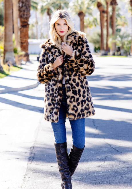 Fabulous-Furs Leopard Faux Fur Stardust Knee-Length Coat  Fabulous-Furs Leopard Faux Fur Stardust Knee-Length Coat
