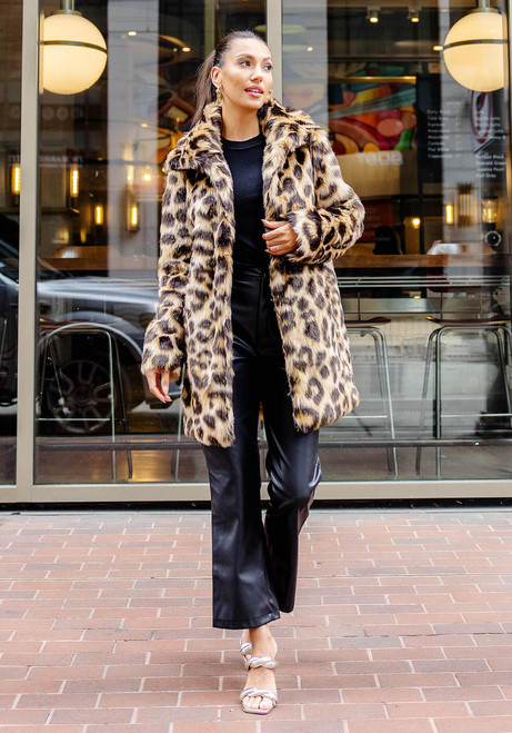 Fabulous-Furs Leopard Faux Fur Stardust Knee-Length Coat  Fabulous-Furs Leopard Faux Fur Stardust Knee-Length Coat