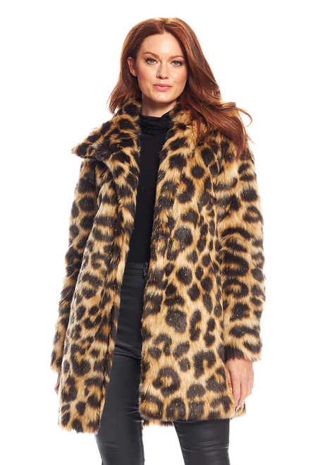 Fabulous-Furs Leopard Faux Fur Stardust Knee-Length Coat  Fabulous-Furs Leopard Faux Fur Stardust Knee-Length Coat