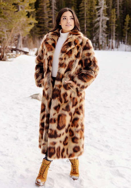 Fabulous-Furs Leopard Feline Fine Faux Fur Maxi Coat  Fabulous-Furs Leopard Feline Fine Faux Fur Maxi Coat