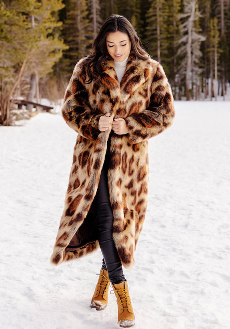 Fabulous-Furs Leopard Feline Fine Faux Fur Maxi Coat  Fabulous-Furs Leopard Feline Fine Faux Fur Maxi Coat