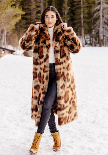 Fabulous-Furs Leopard Feline Fine Faux Fur Maxi Coat  Fabulous-Furs Leopard Feline Fine Faux Fur Maxi Coat