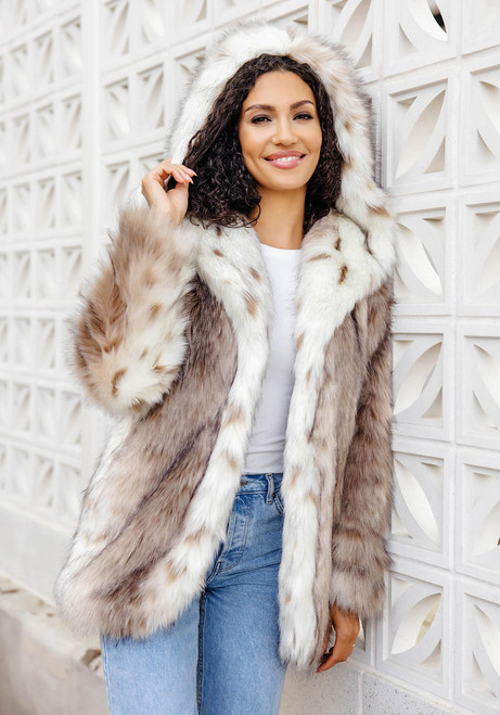 Fabulous-Furs Lynx Faux Fur Hooded Coat  Fabulous-Furs Lynx Faux Fur Hooded Coat