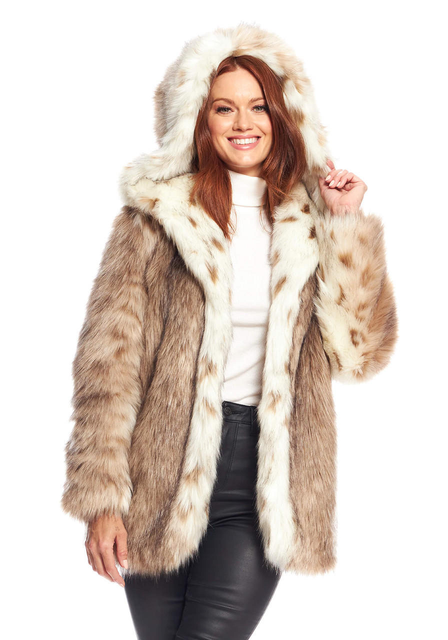 Fabulous-Furs Lynx Faux Fur Hooded Coat  Fabulous-Furs Lynx Faux Fur Hooded Coat