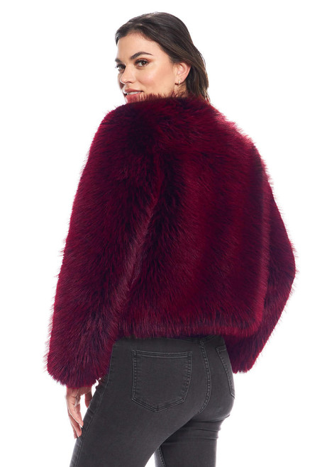 Fabulous-Furs Merlot Fox Faux Fur Happy Hour Jacket  Fabulous-Furs Merlot Fox Faux Fur Happy Hour Jacket