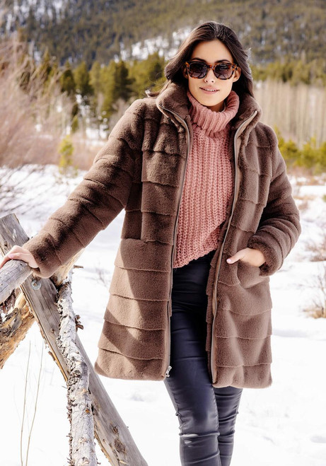 Fabulous-Furs Mocha Faux Fur Getaway Coat  Fabulous-Furs Mocha Faux Fur Getaway Coat