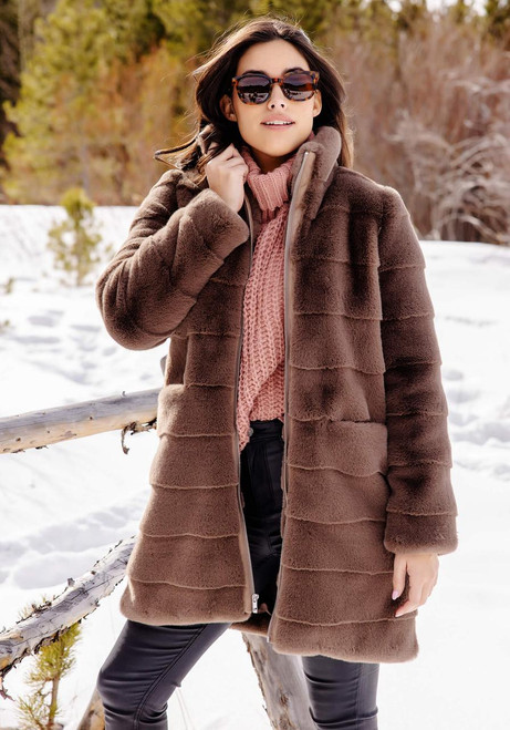 Fabulous-Furs Mocha Faux Fur Getaway Coat  Fabulous-Furs Mocha Faux Fur Getaway Coat
