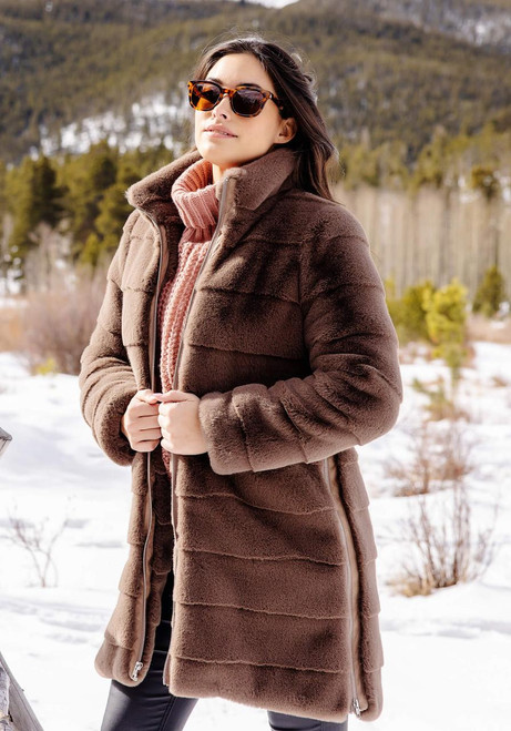 Fabulous-Furs Mocha Faux Fur Getaway Coat  Fabulous-Furs Mocha Faux Fur Getaway Coat