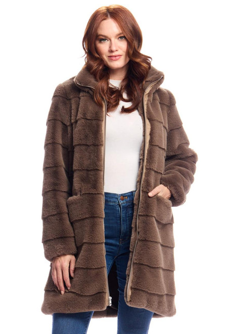 Fabulous-Furs Mocha Faux Fur Getaway Coat  Fabulous-Furs Mocha Faux Fur Getaway Coat