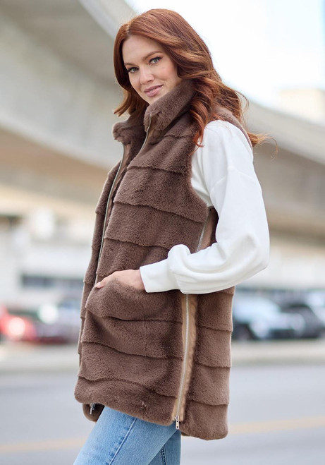 Fabulous-Furs Mocha Faux Fur Weekender Vest  Fabulous-Furs Mocha Faux Fur Weekender Vest