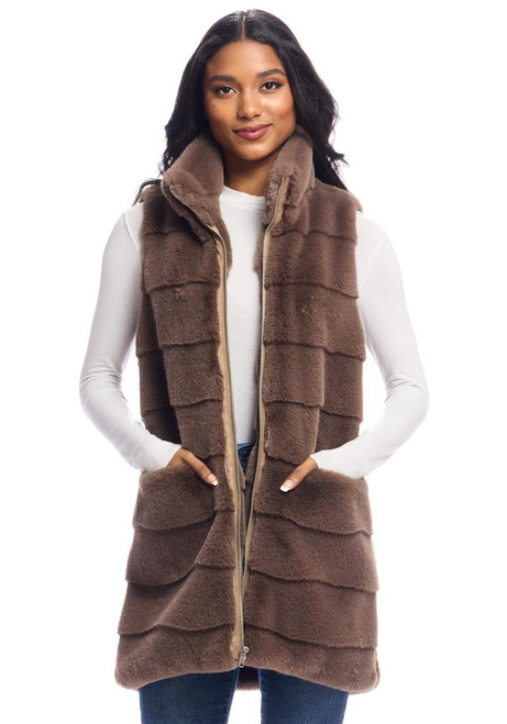 Fabulous-Furs Mocha Faux Fur Weekender Vest  Fabulous-Furs Mocha Faux Fur Weekender Vest