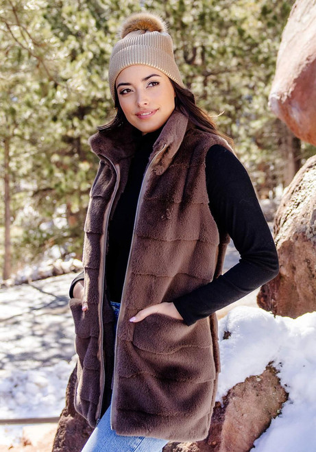 Fabulous-Furs Mocha Faux Fur Weekender Vest  Fabulous-Furs Mocha Faux Fur Weekender Vest