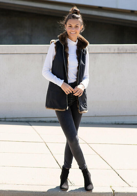 Fabulous-Furs Mocha Mink Reversible Faux Fur Zip Vest  Fabulous-Furs Mocha Mink Reversible Faux Fur Zip Vest