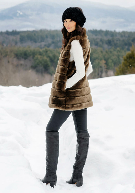 Fabulous-Furs Mocha Mink Reversible Faux Fur Zip Vest  Fabulous-Furs Mocha Mink Reversible Faux Fur Zip Vest