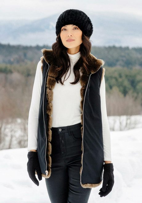 Fabulous-Furs Mocha Mink Reversible Faux Fur Zip Vest  Fabulous-Furs Mocha Mink Reversible Faux Fur Zip Vest