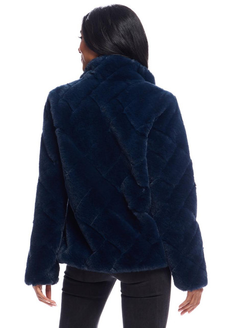 Fabulous-Furs Navy Faux Fur Paige Zip Jacket  Fabulous-Furs Navy Faux Fur Paige Zip Jacket