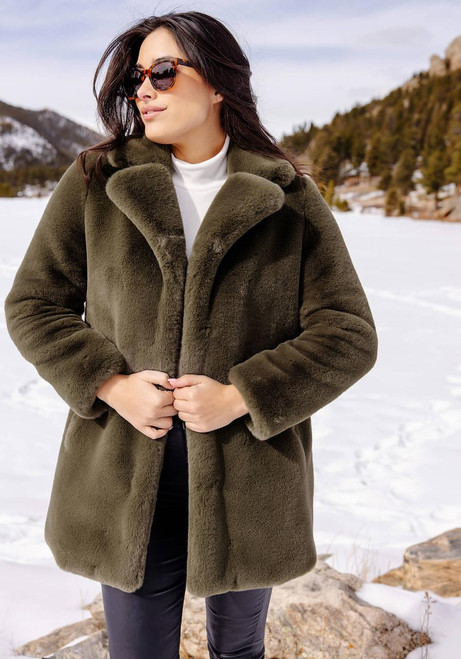Fabulous-Furs Olive Faux Fur Le Mink Jacket  Fabulous-Furs Olive Faux Fur Le Mink Jacket