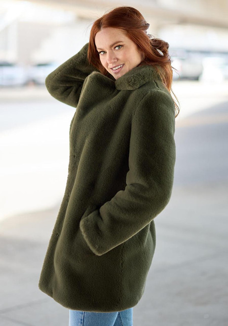 Fabulous-Furs Olive Faux Fur Le Mink Jacket  Fabulous-Furs Olive Faux Fur Le Mink Jacket