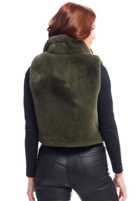 Fabulous-Furs Olive Faux Fur Le Mink Zip Vest  Fabulous-Furs Olive Faux Fur Le Mink Zip Vest