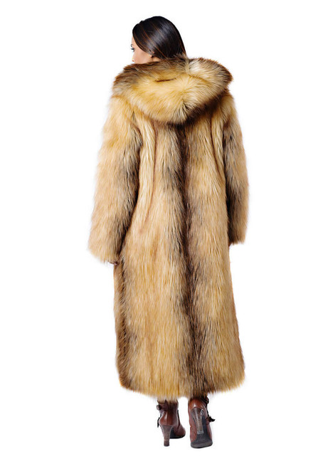 Fabulous-Furs Red Fox Hooded Full-Length Faux Fur Coat  Fabulous-Furs Red Fox Hooded Full-Length Faux Fur Coat