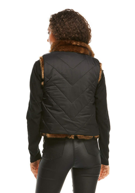 Fabulous-Furs Sable Chevron Reversible Faux Fur Shortie Vest  Fabulous-Furs Sable Chevron Reversible Faux Fur Shortie Vest