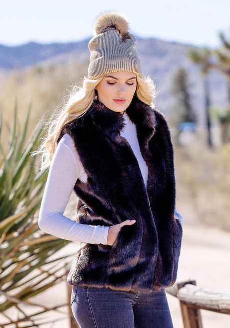 Fabulous-Furs Sable Faux Fur Hook Vest  Fabulous-Furs Sable Faux Fur Hook Vest