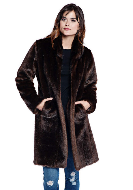 Fabulous-Furs Sable Signature Knee-Length Faux Fur Coat  Fabulous-Furs Sable Signature Knee-Length Faux Fur Coat