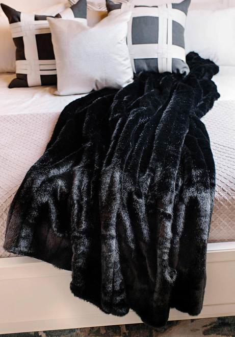 Fabulous-Furs Signature Series Black Mink Faux Fur Throws  Fabulous-Furs Signature Series Black Mink Faux Fur Throws