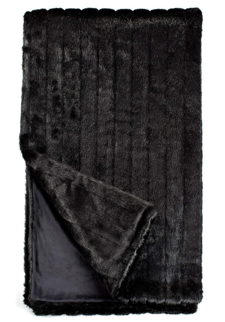 Fabulous-Furs Signature Series Black Mink Faux Fur Throws  Fabulous-Furs Signature Series Black Mink Faux Fur Throws