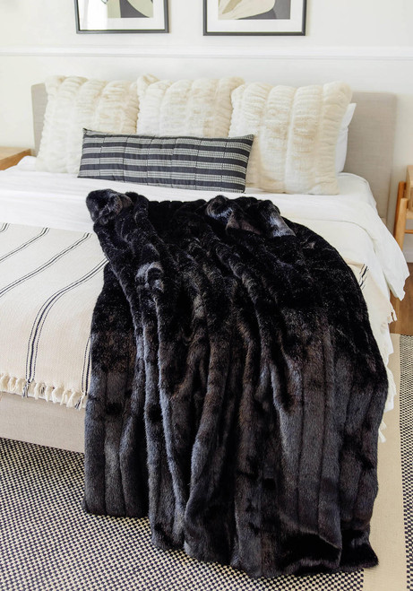 Fabulous-Furs Signature Series Black Mink Faux Fur Throws  Fabulous-Furs Signature Series Black Mink Faux Fur Throws
