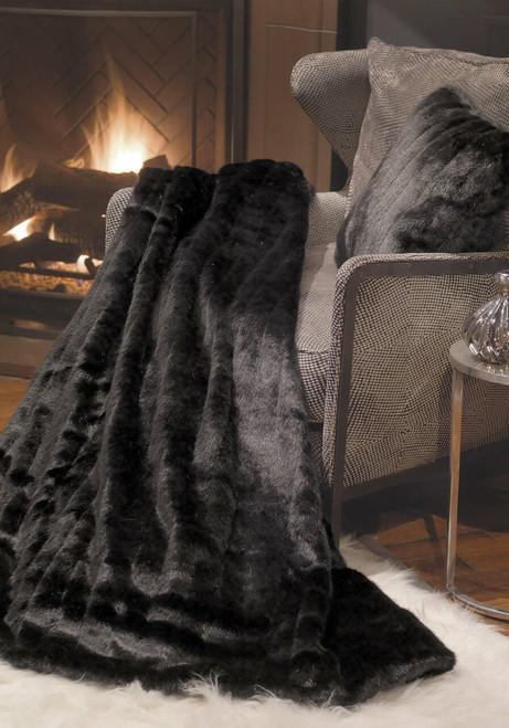 Fabulous-Furs Signature Series Black Mink Faux Fur Throws  Fabulous-Furs Signature Series Black Mink Faux Fur Throws