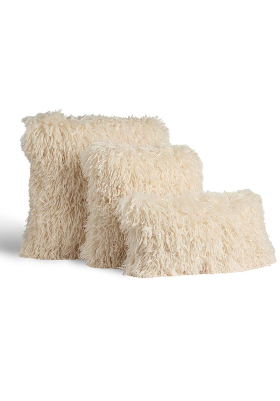 Fabulous-Furs Signature Series Cream Mongolian Faux Fur Pillows  Fabulous-Furs Signature Series Cream Mongolian Faux Fur Pillows